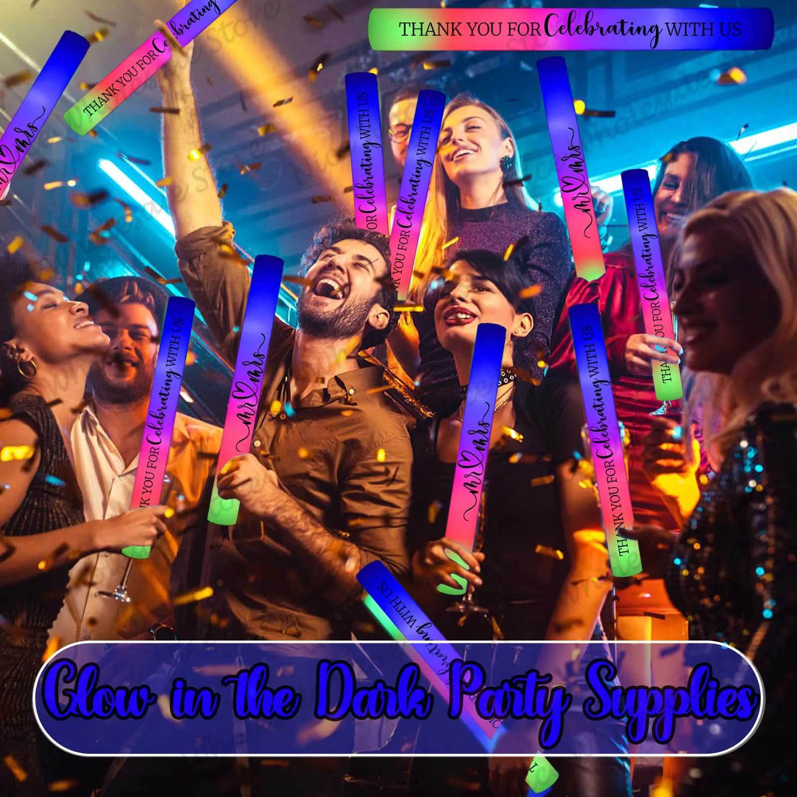 Flashing Led Foam Sticks Party - Barras luminosas LED a granel, de