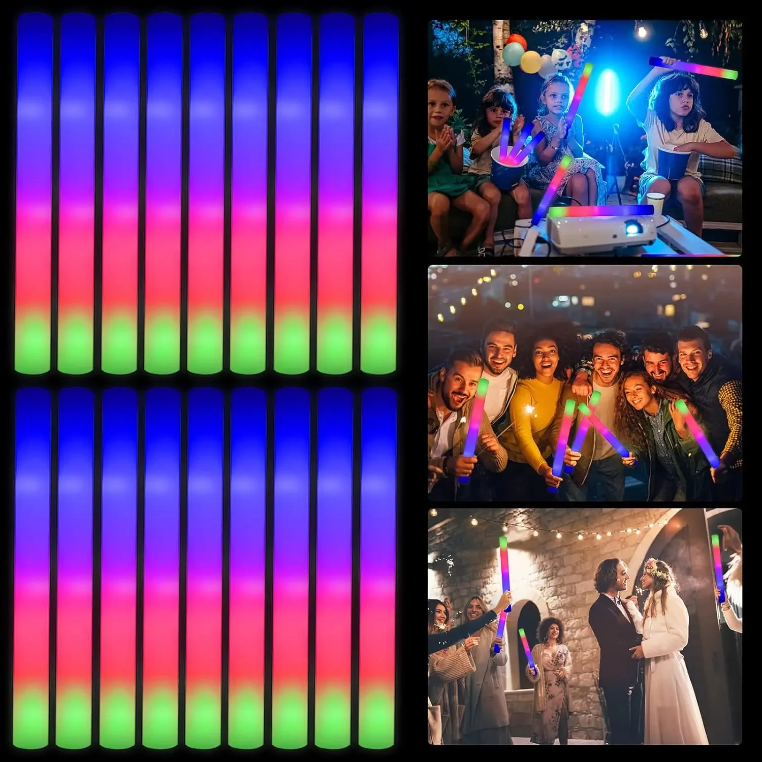 3Z-50PCS Barras Luminosas de E - Flashing Led Foam Sticks Party reseña y precio