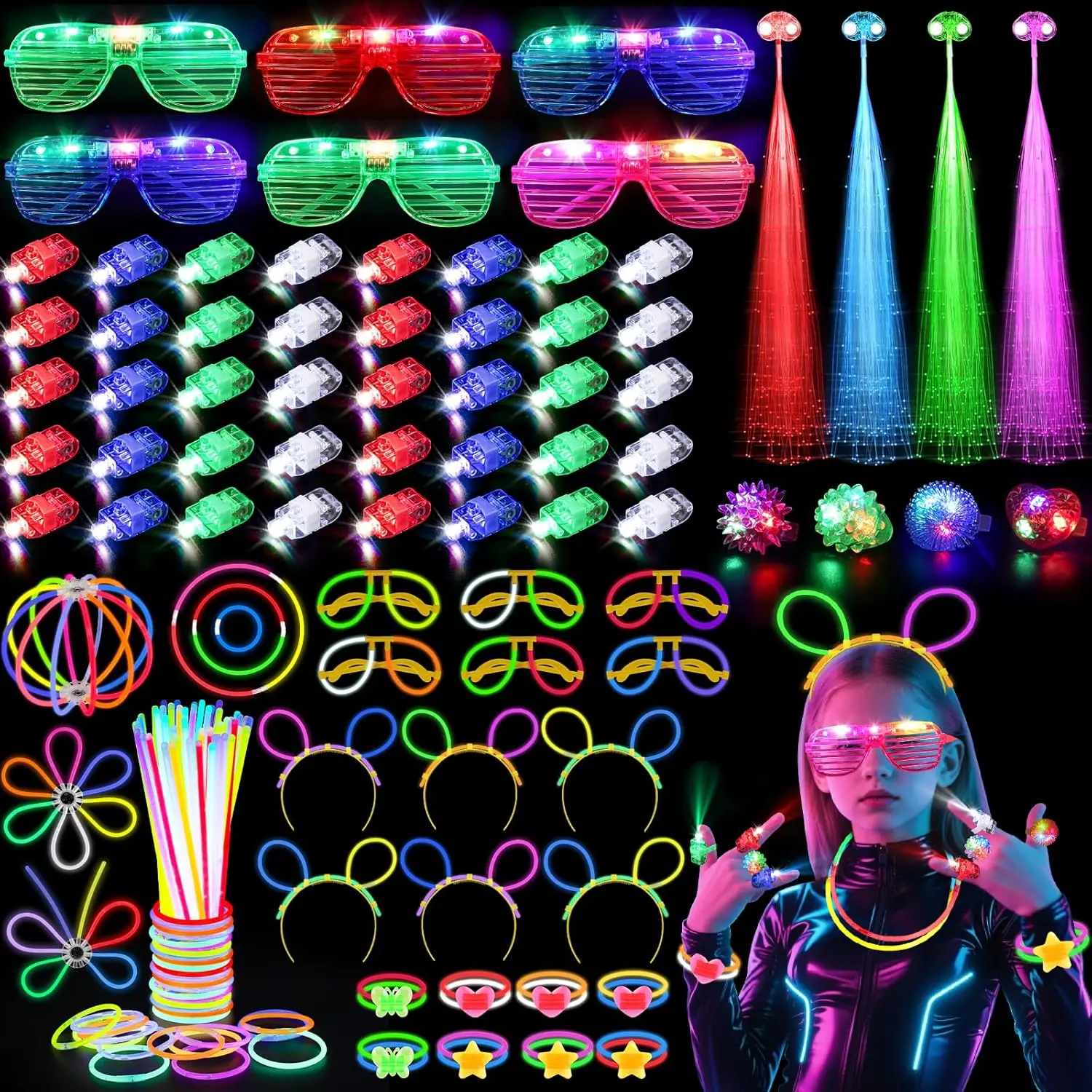 128 piezas de gafas luminosas, - Glow In The Dark Party Glasses reseña y precio