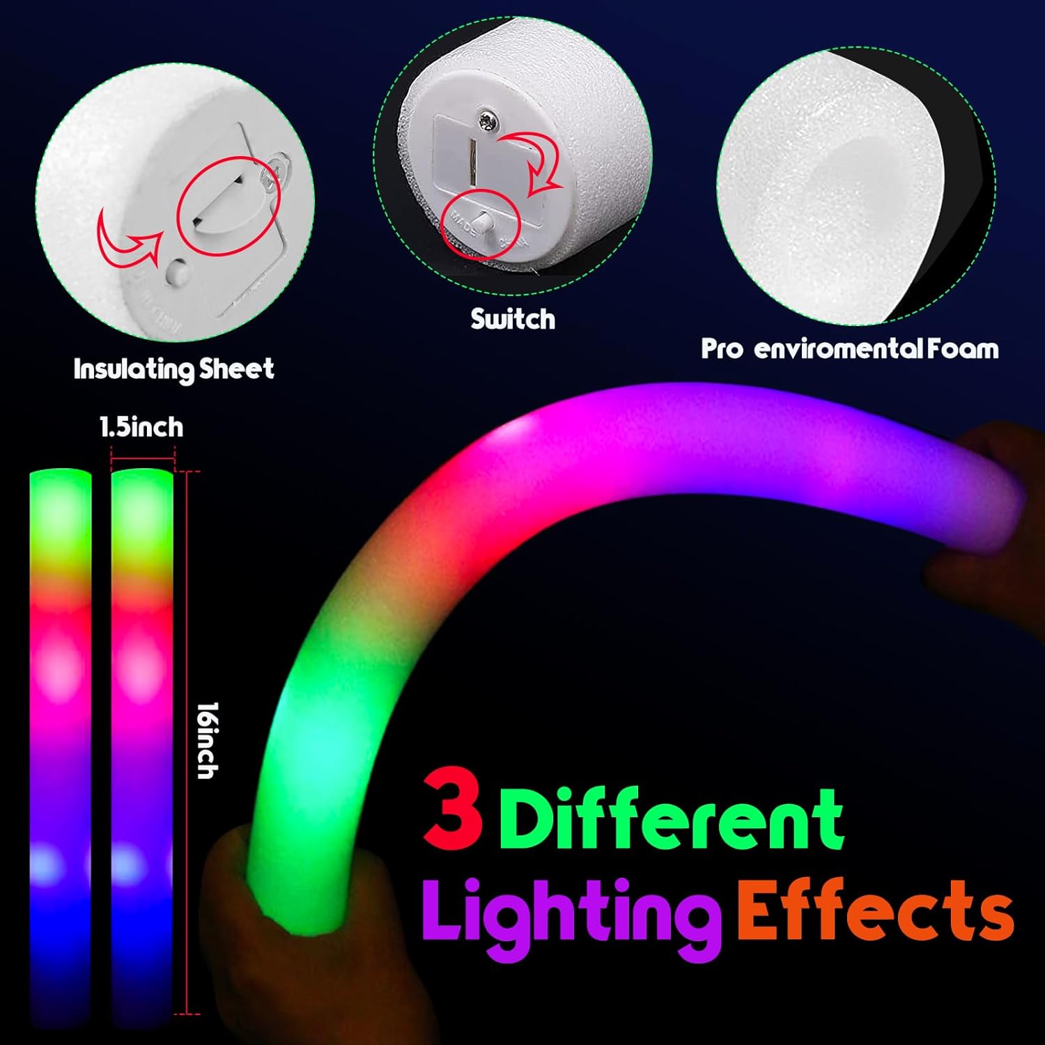 30 Uds. De barras luminosas de - Flashing Led Foam Sticks Party reseña y precio